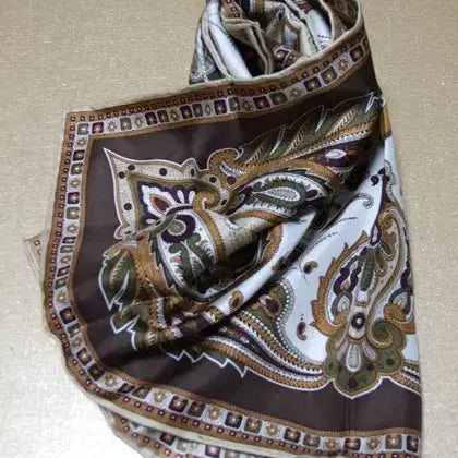[BUNJANG] 100% Silk Paisley Square Scarf / 이국적인 페이즐리 무늬 실크100 사각스카프 / 상태A