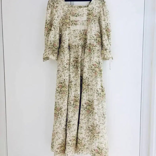 [BUNJANG] Floral Pattern Square Neck Long Dress / 플로럴 패턴 스퀘어넥 원피스 임부복가능