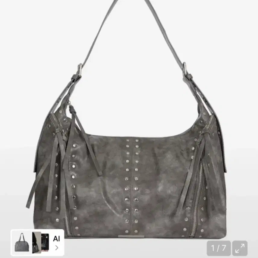 [BUNJANG] Illygo Leaf Eyelet Big Shoulder Bag Charcoal / [약 새상품] (162000-> 47000) 일리고 리프 아일렛 빅 숄더백 차콜