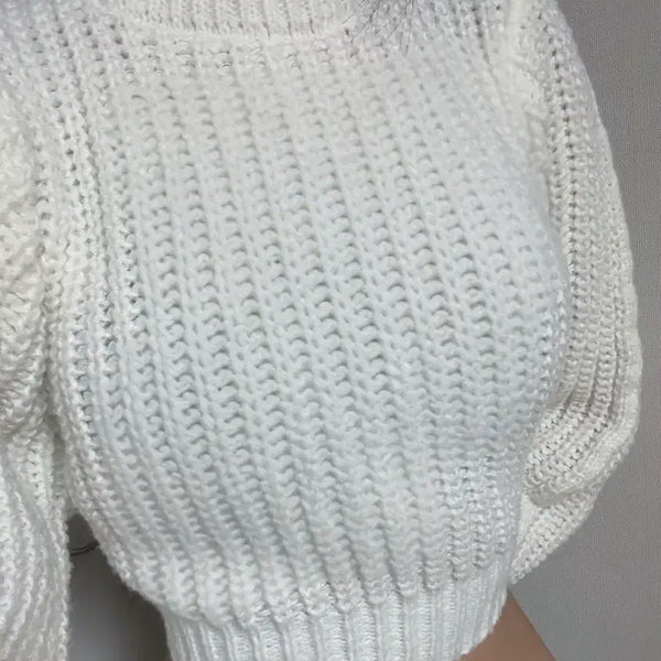 [BUNJANG] Cropped Knit Sweater White / (실착)크롭 니트 스웨터 화이트