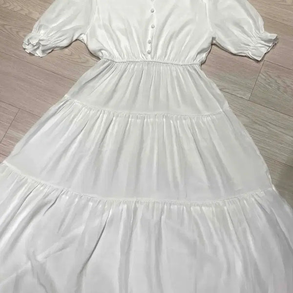 [BUNJANG] White Bean Button Dress / 화이트 콩단추 원피스