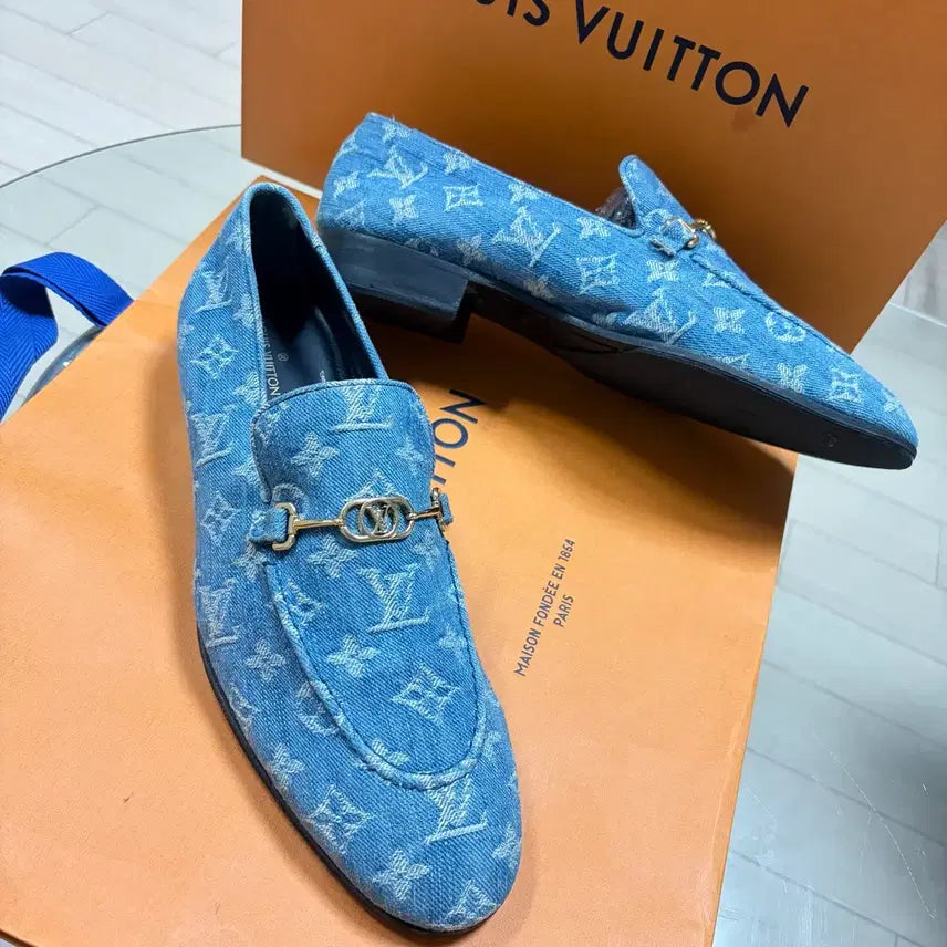 [BUNJANG] Louis Vuitton Monogram Denim Loafers / {감정서O/8.5}루이비통 모노그램 데님 로퍼