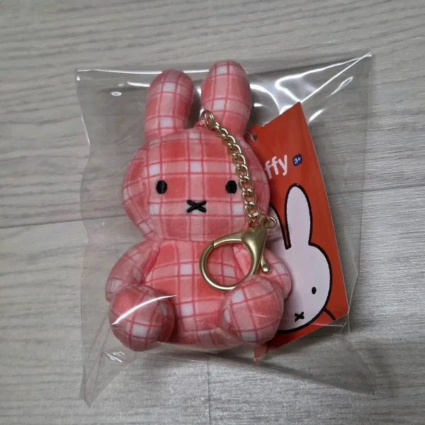 [BUNJANG] Miffy Check Pattern Keyring - Pink / (새제품)미피 체크 키링 핑크