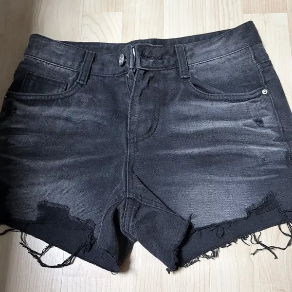 [BUNJANG] AZONE Black Denim Shorts S / 애즈온 흑청 데님 팬츠 s