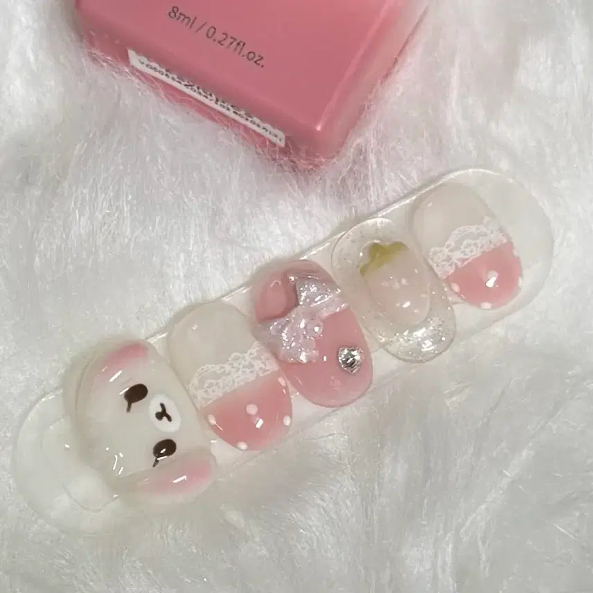 [BUNJANG] Sugar Bunnies Strawberry Handmade Nail Tips / 슈가바니즈 딸기 수제네일팁