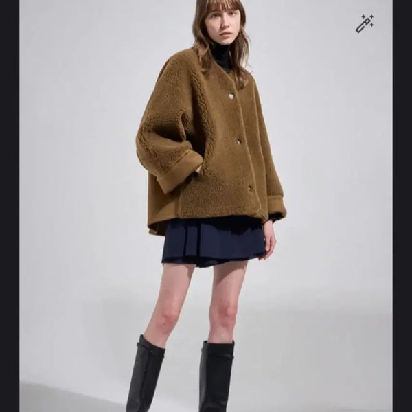 [BUNJANG] System Cashmere Blend Fuzzy Jacket / 한섬 시스템 캐시미어 블렌드 뽀글이 자켓