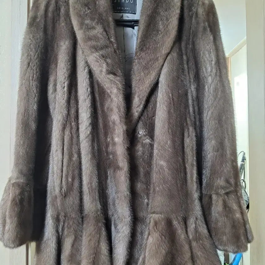 [BUNJANG] Jindo Fur Coat Brown / 진도모피 코트 브라운