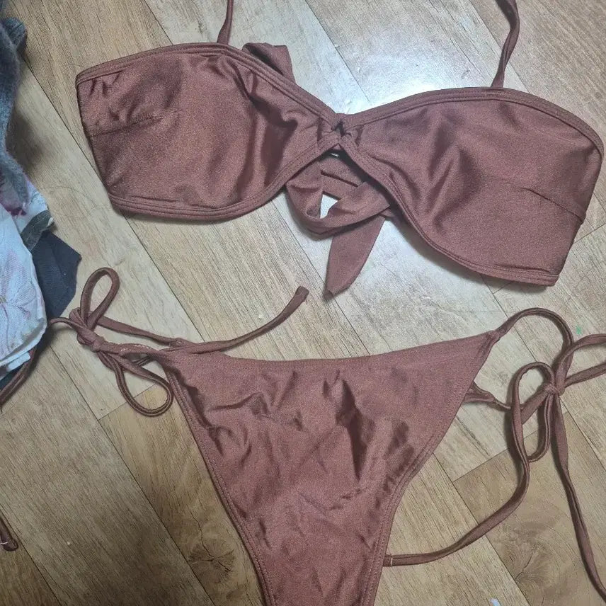 [BUNJANG] Premium Material Push-up Bikini (Brown, M-L) / 고급 소재 푸시업 브라운 비키니 M-L