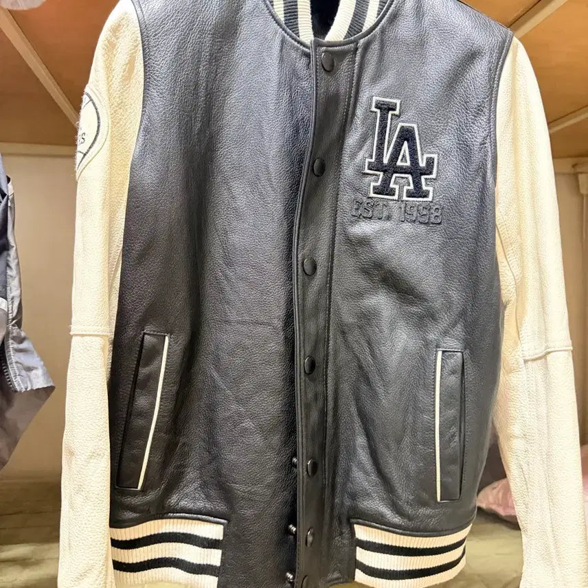 [BUNJANG] MLB LA Dodgers Leather Varsity Jacket / MLB LA 다저스 레더 바시티 자켓