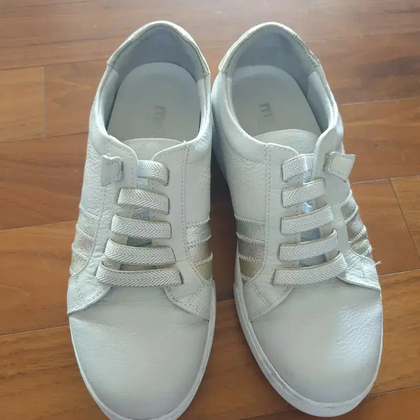 [BUNJANG] Women's White Striped Flats / 무크