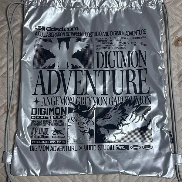 [BUNJANG] Odd Studio Digimon Adventure Collaboration String Bag Silver / 새제품) 오드스튜디오 디지몬어드벤처 콜라보 스트링백 실버 가방