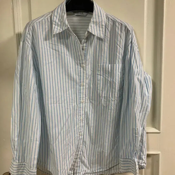 [BUNJANG] Striped Shirt Sky Blue / 스트라이프 셔츠 하늘색