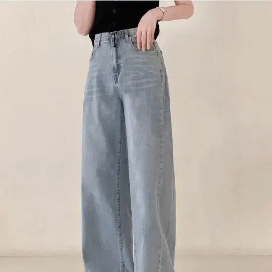 [BUNJANG] Romantic Line Light Wash Wide Denim Pants / 로맨틱라인 연청 와이드 데님 팬츠(한번입늠)