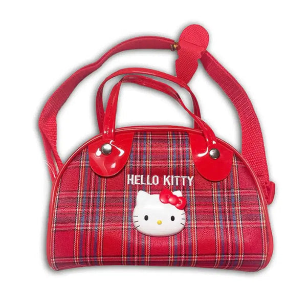 [BUNJANG] Hello Kitty Checkered Boston Mini Bag / 헬로키티 체크무늬 보스턴 미니 가방