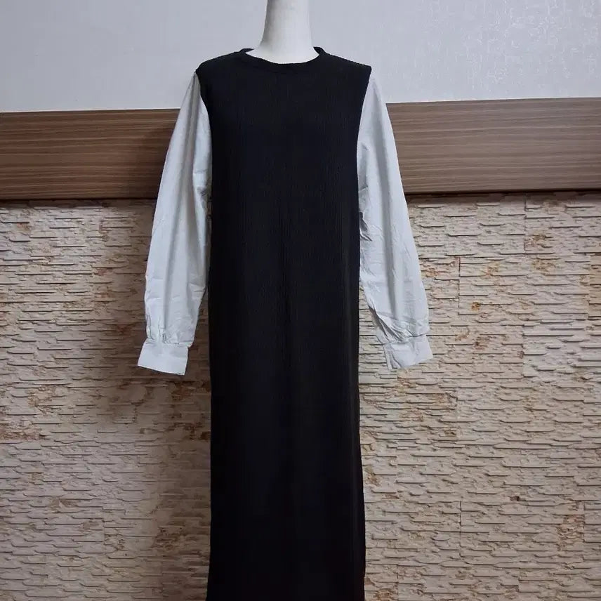[BUNJANG] Color Block Long Dress / 배색 롱원피스(새것)