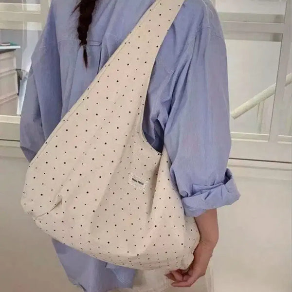 [BUNJANG] Dot Pattern Eco Bag Shoulder Bag / 도트 패턴 에코백 숄더백