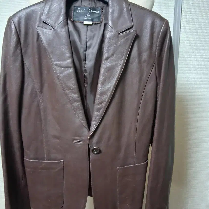 [BUNJANG] First Avenue Natural Leather Jacket Brown 55 / 퍼스트에비뉴 천연가죽 재킷 브라운 55
