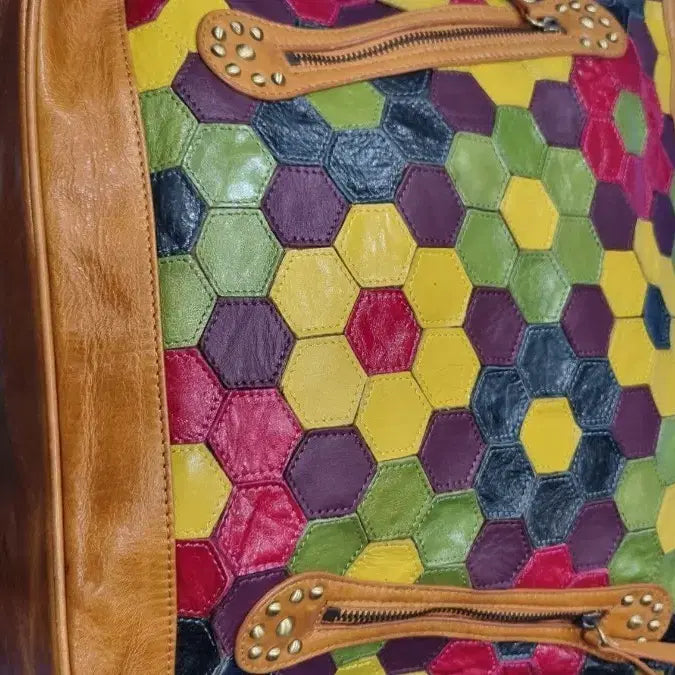 [BUNJANG] Leather Hexagonal Shoulder Bag / 가죽 사각 플라워 가각 숄더백