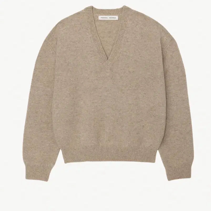 [BUNJANG] Moondal Deep V-Neck Knit - Oatmeal, M / 문달 딥 브이넥 니트 - 오트밀 , M