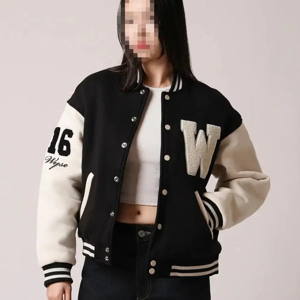 [BUNJANG] WYSE "W" Logo Varsity Jacket M / WYSE 와이즈 부클 더블유 로고 바시티 자켓 M