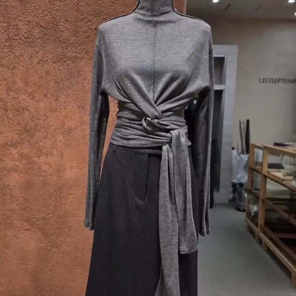 [BUNJANG] LE917 Waist Wrap Knit Top / le917 웨이스트 랩 니트 탑