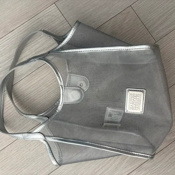 [BUNJANG] Marithe Francois Girbaud Classic Logo Sheer Mesh Tote Bag - Silver / 마리떼 프랑소와 저버 CLASSIC LOGO SHEER MESH TOTE BAG ,Silver