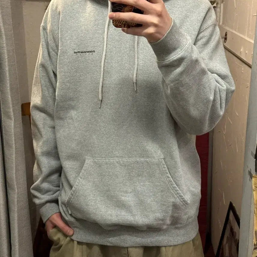 [BUNJANG] thisisneverthat Designer Logo Hoodie Grey / 디스이즈네버댓 디자이너 로고 후디 그레이