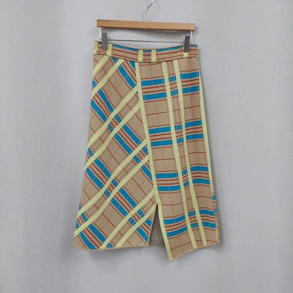 [BUNJANG] System Check Knit Skirt / 한섬 시스템 체크 니트스커트