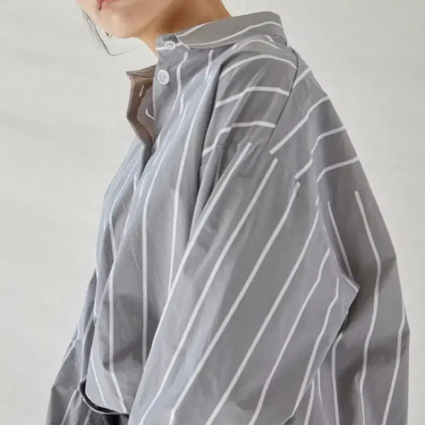 [BUNJANG] 38COMEONCOMMON Stripe Shirt / 38컴온커먼 스트라이프 그레이 셔츠