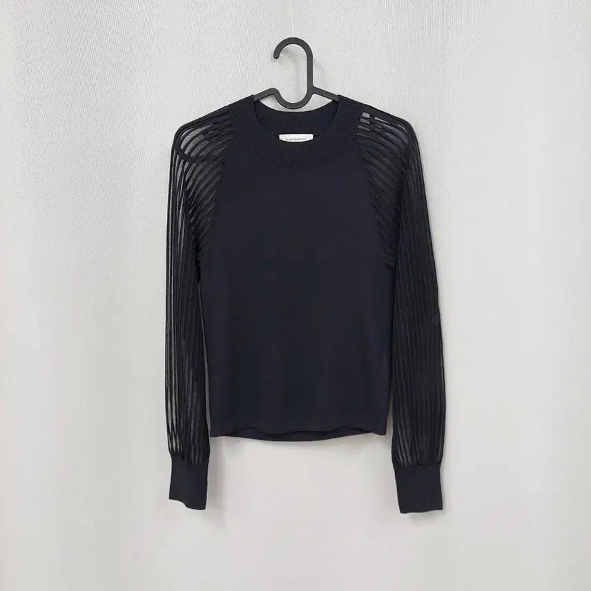 [BUNJANG] Club Monaco Sheer Solid Sleeve See-through Knit / 클럽모나코 시어 솔리브 소매 시스루 니트