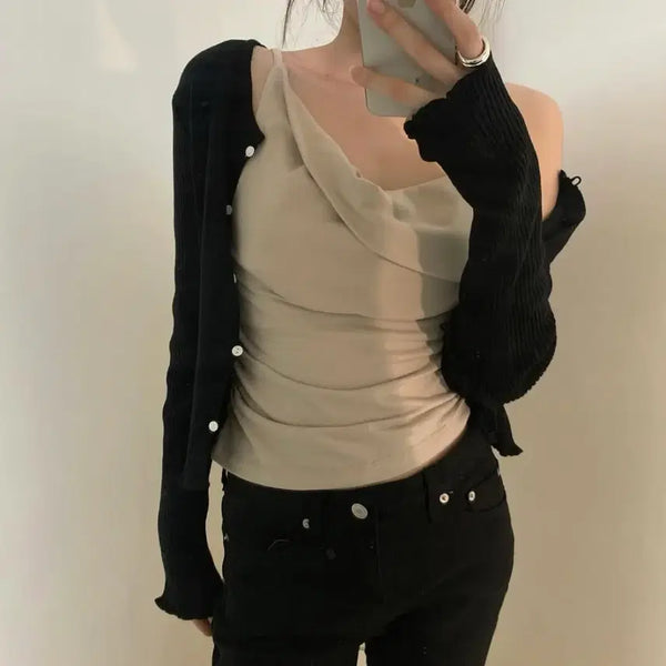 [BUNJANG] Namli Allure Drape Sleeveless Top Beige / 네임리 얼루어 드레이프 나시 슬리브리스 베이지