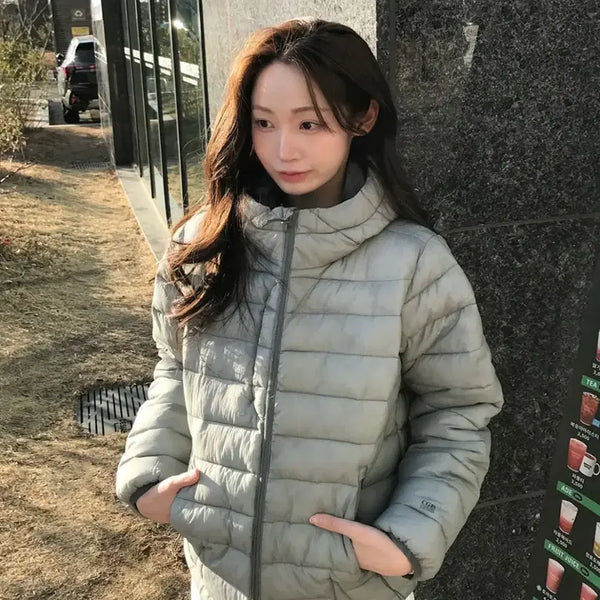 [BUNJANG] Code Graphy Lightweight Hooded Padding Khaki / 코드그라피 경량 후드패딩 카키