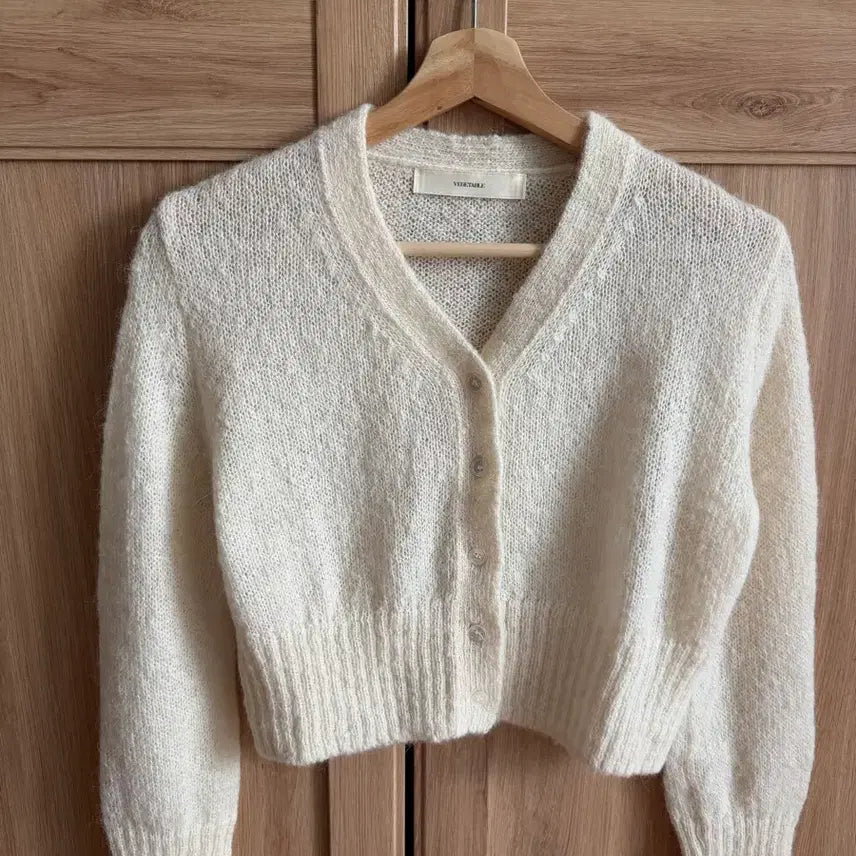 [BUNJANG] Vegetable Alpaca Knit Cardigan - Ivory / vegetable 알파카 니트가디건 아이보리