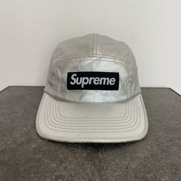 [BUNJANG] Supreme Box Logo Washed Canvas Camp Cap SS25 / 슈프림 박스로고 캠프캡 모자 25SS 워시드 실버