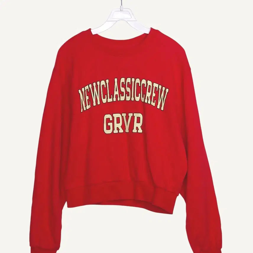 [BUNJANG] GROVE Red Lettering Sweatshirt / 그로브 GROVE 빨강 레터링 맨투맨_A1075