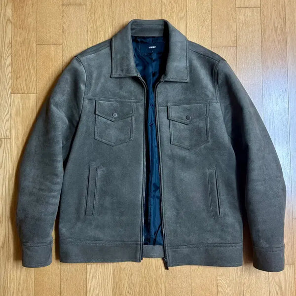 [BUNJANG] Minav Suede Jacket Khaki L Size / 미나브 스웨이드 자켓 카키컬러 L사이즈 중고 팝니다.