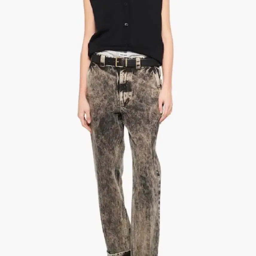 [BUNJANG] Miumiu Marble Effect Logo Denim Pants Size 40 / Miumiu 미우미우 마블 이펙트 로고 데님 팬츠