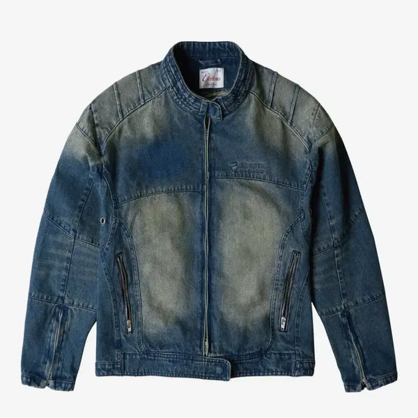 [BUNJANG] ETCE Denim Racer Jacket (Blue) [S] / 이티씨이 데님 레이서 자켓 ETCE DENIM RACER JACKET (BLUE) [S]