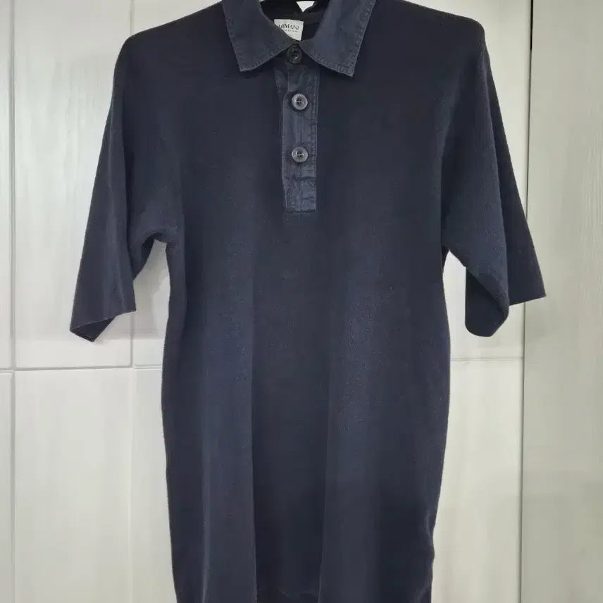 [BUNJANG] Armani Collezioni Collar Knit Navy / 아르마니 콜레지오니 카라 니트 네이비