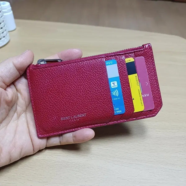 [BUNJANG] Saint Laurent Card Wallet Red Leather / 생로랑카드지갑