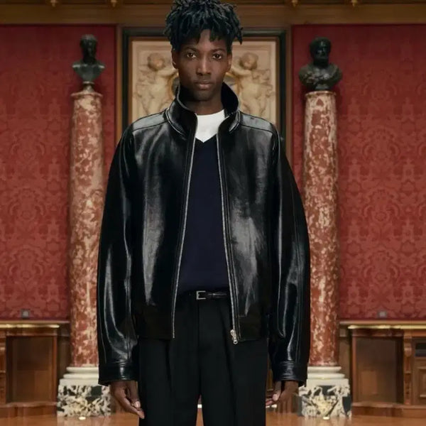 [BUNJANG] STU High-Neck Leather Jacket L / STU 에스티유 하이넥 레더 자켓 L