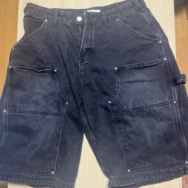 [BUNJANG] Black Denim Bermuda Shorts / 검정 데님 버뮤다 팬츠