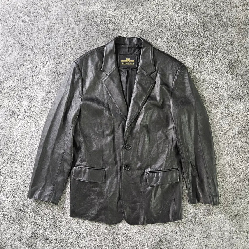 [BUNJANG] NOSAMOURS Black Leather Long Sleeve Jacket / NOSAMOURS 긴팔 레더 자켓