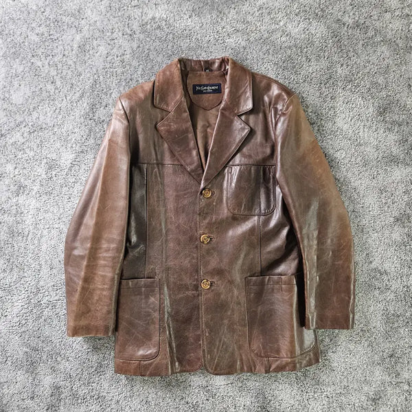 [BUNJANG] Yves Saint Laurent Leather Jacket / YVES SAINT LAURENT 가죽 자켓