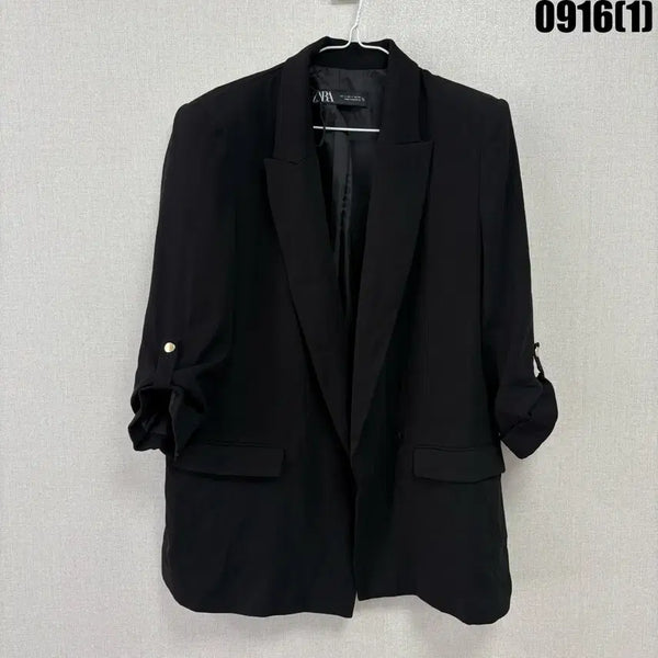 [BUNJANG] Zara Black Shoulder Pad Roll-Up Blazer Jacket L / 자라 블랙 롤업 어깨패드 블레이저 자켓 L