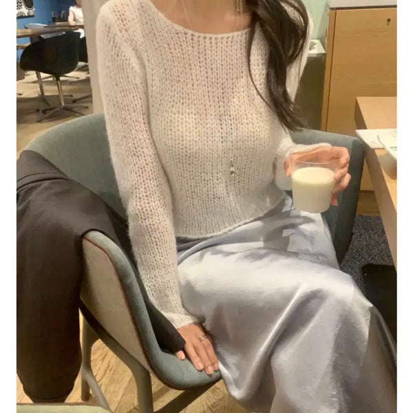 [BUNJANG] Modern Robe Boatneck Net Knit (30% Wool) / [새상품] 모던로브 보트넥 네트 니트(울30%)