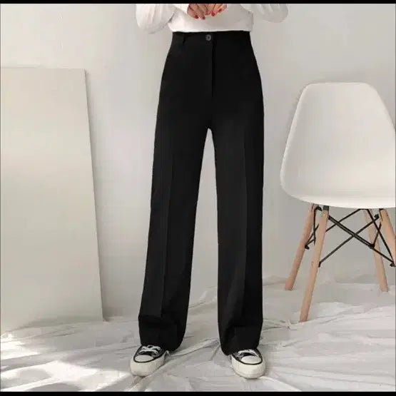 [BUNJANG] Black Wide-Leg Slacks / 와이드 슬랙스 블랙