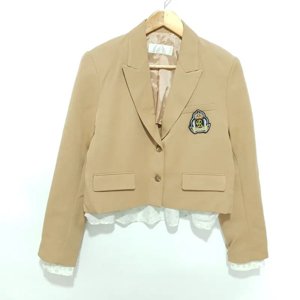 [BUNJANG] GOGIRL Color Block Crop Jacket Beige / GOGIRL 고걸 배색 크롭 자켓 베이지 M_M1930