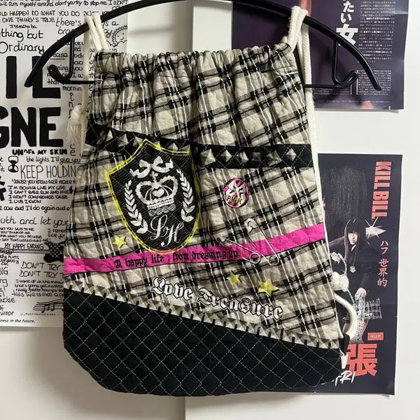 [BUNJANG] Watuque Vintage Punk Backpack String Bag Gym Sack / 와투케 빈티지 펑크 백팩 스트링백 짐색