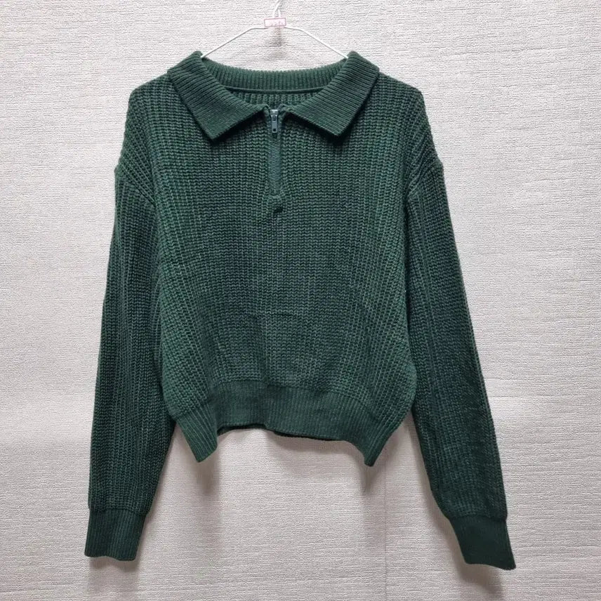 [BUNJANG] Khaki Knit Zip-Up Sweater / 카290 니트 집업 스웨터